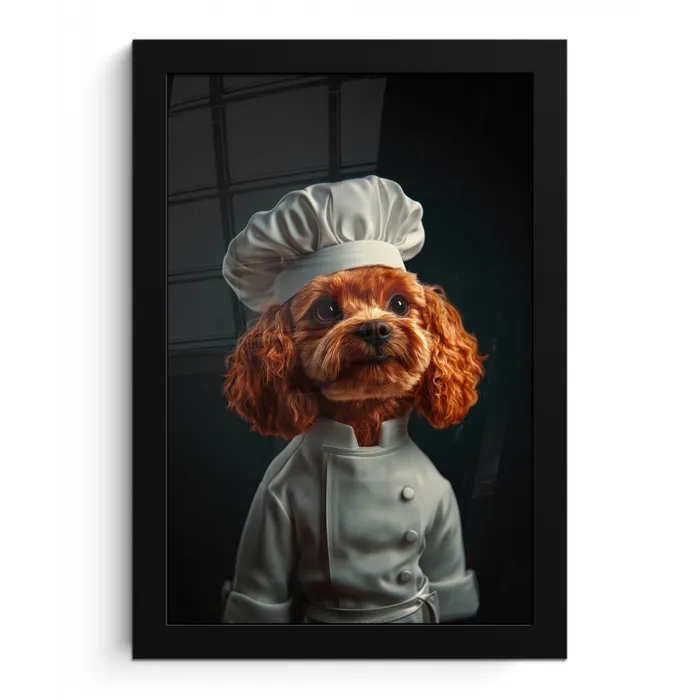 Bruin - Kok - Hondje fotolijst zwart zonder passe partout klein -3d
