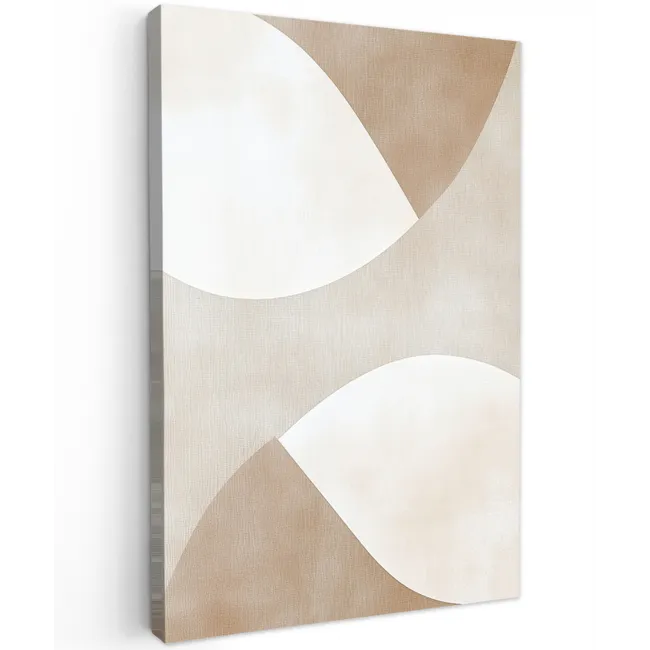 Bruin - Japandi - Abstract Tuinposter op houten frame 2 cm dik klein -3d