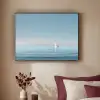 Zeilbootje - Kalme zee - Helderblauwe hemel Textielframe zwart klein -sfeer1