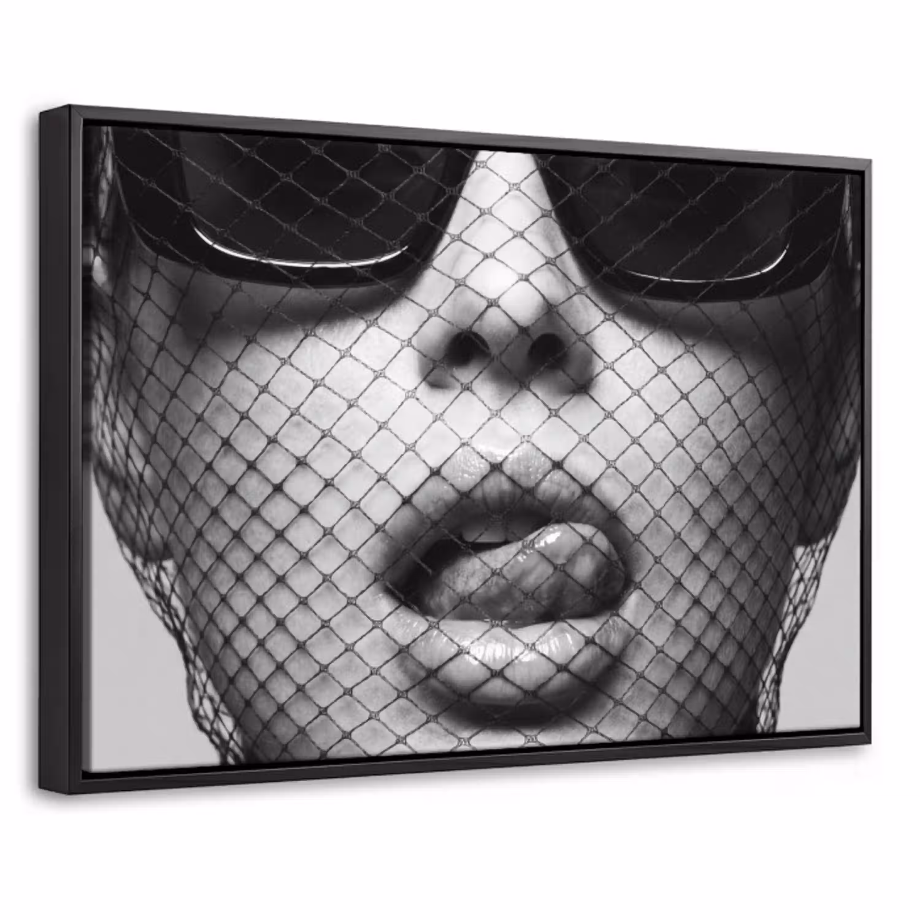 Vrouw - Net - Mysterieus - Zwart - Wit Canvas met baklijst klein -threedimensional_3d_global