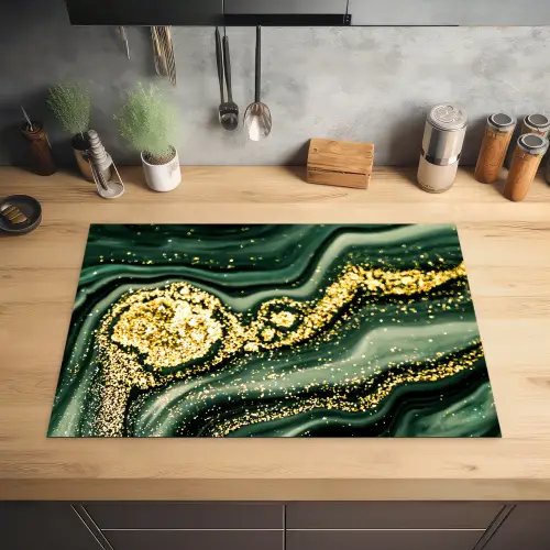 Marmer - Goud - Glitter - Groen - Marmerlook - Luxe Inductie beschermer vinyl 3mm klein -sfeer5