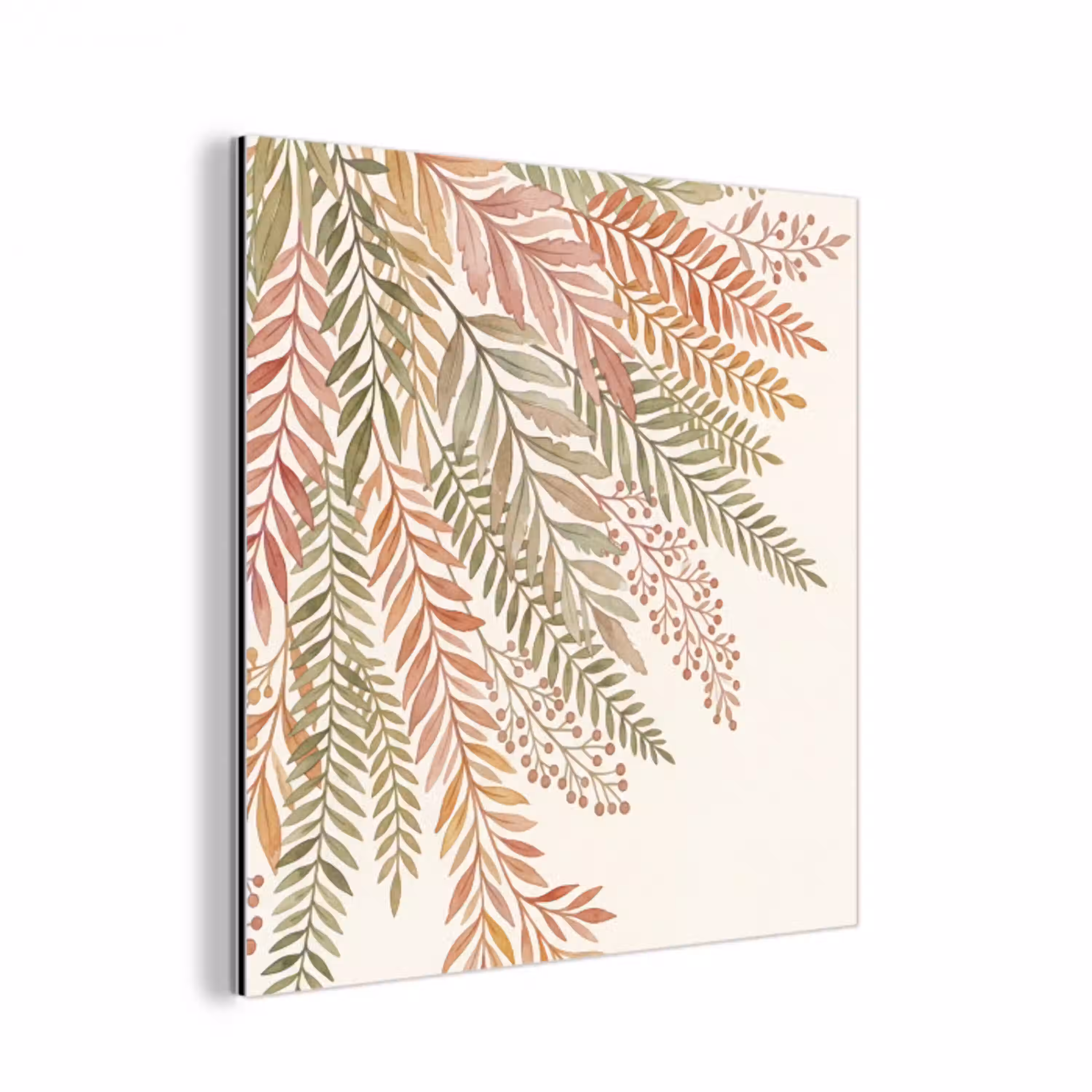 Botanisch - Aquarel - Kleurrijk aluminium wit klein -3d