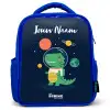 Ruimte - Dino - Planeten - Sterren Kinderrugzak - Blauw middel -3d