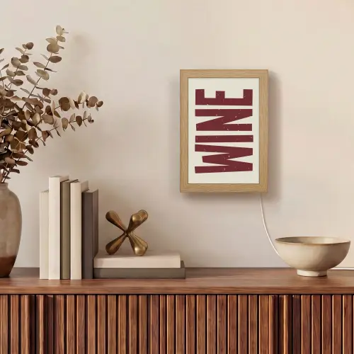 Wine - Red - Decoratie - Japandi Light Box met kabel (Tafellamp) klein -sfeer2