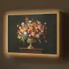 Goud - Bloemen - Kleuren - Vaas Light Box met batterij (Wandlamp) middel -z3d_website