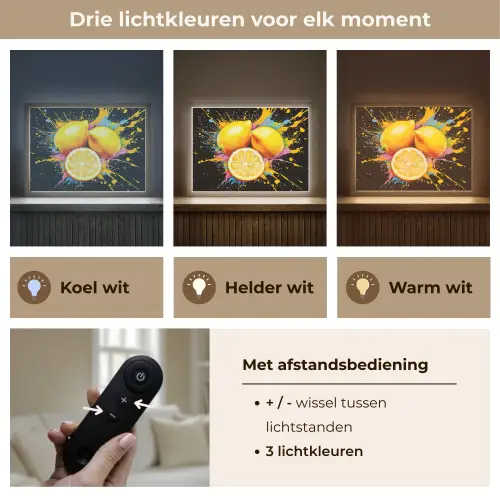 Citroen - Graffiti - Kleurrijk - Verf - Modern Light Box met batterij (Wandlamp) middel -USP_lichtkleurNL