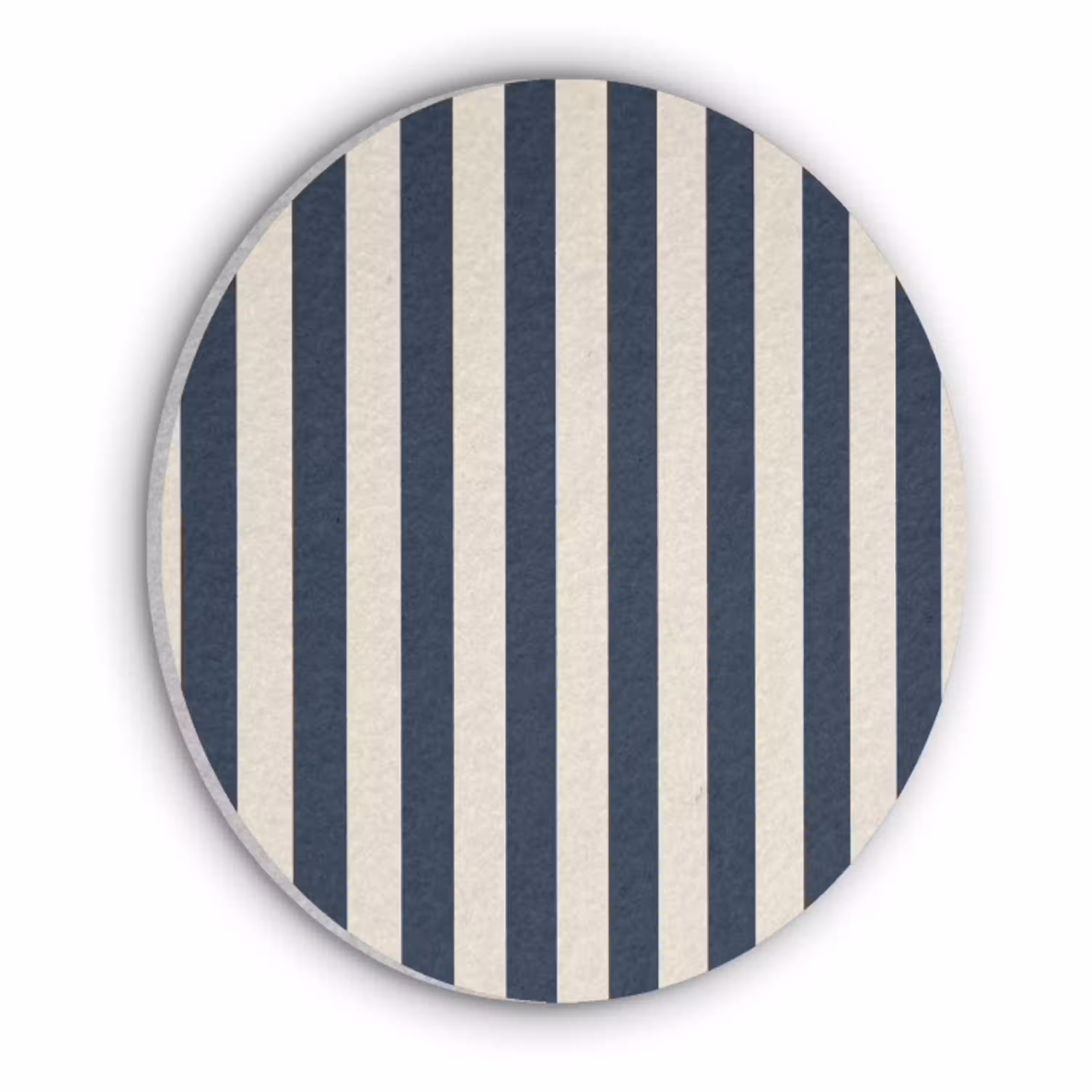 Verticale strepen - Blauw - Crème Akoestische PET Vilt - Rond klein 838 -3d