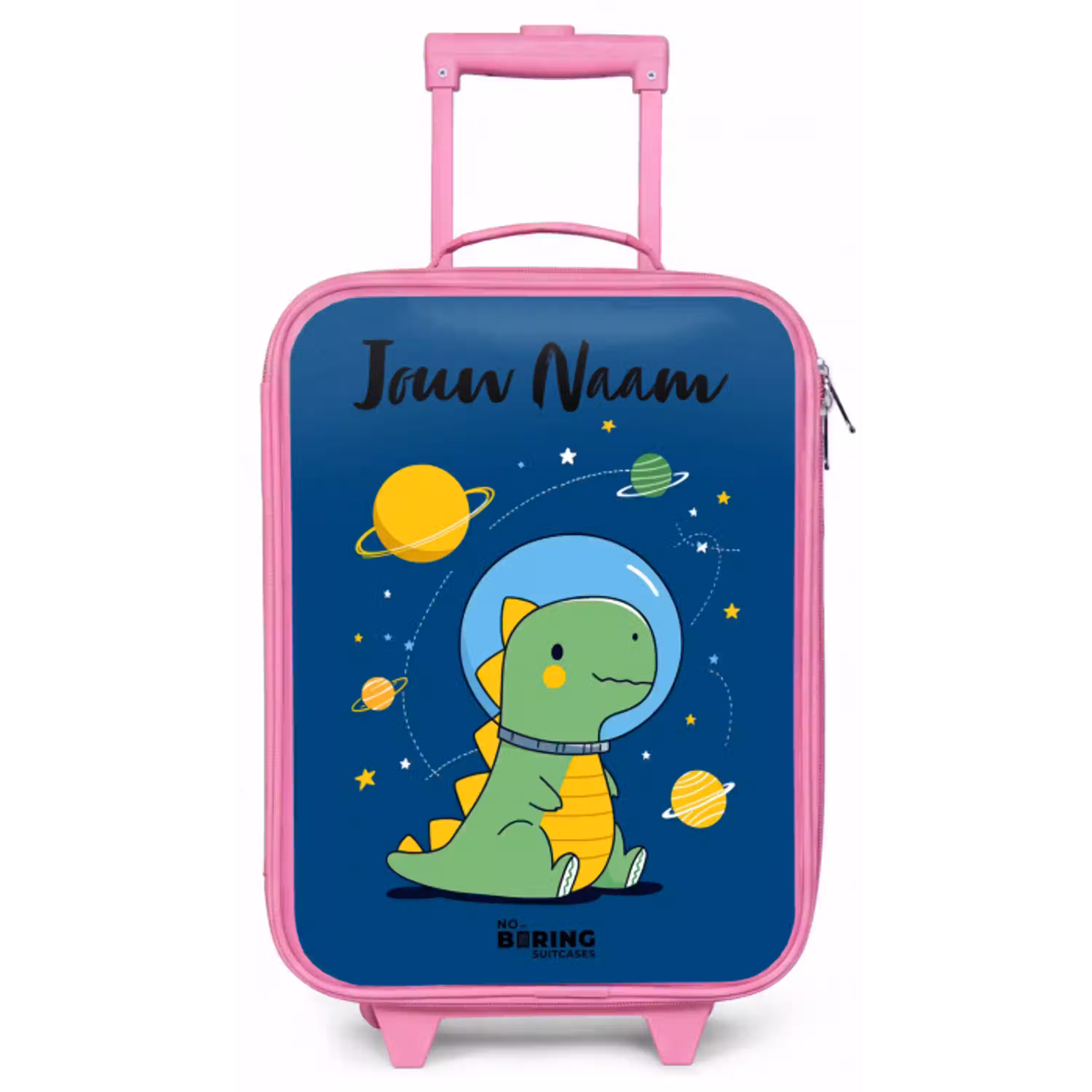 Dino - Planeet - Ster - Blauw Kinderkoffer - Roze klein -zz3dotto