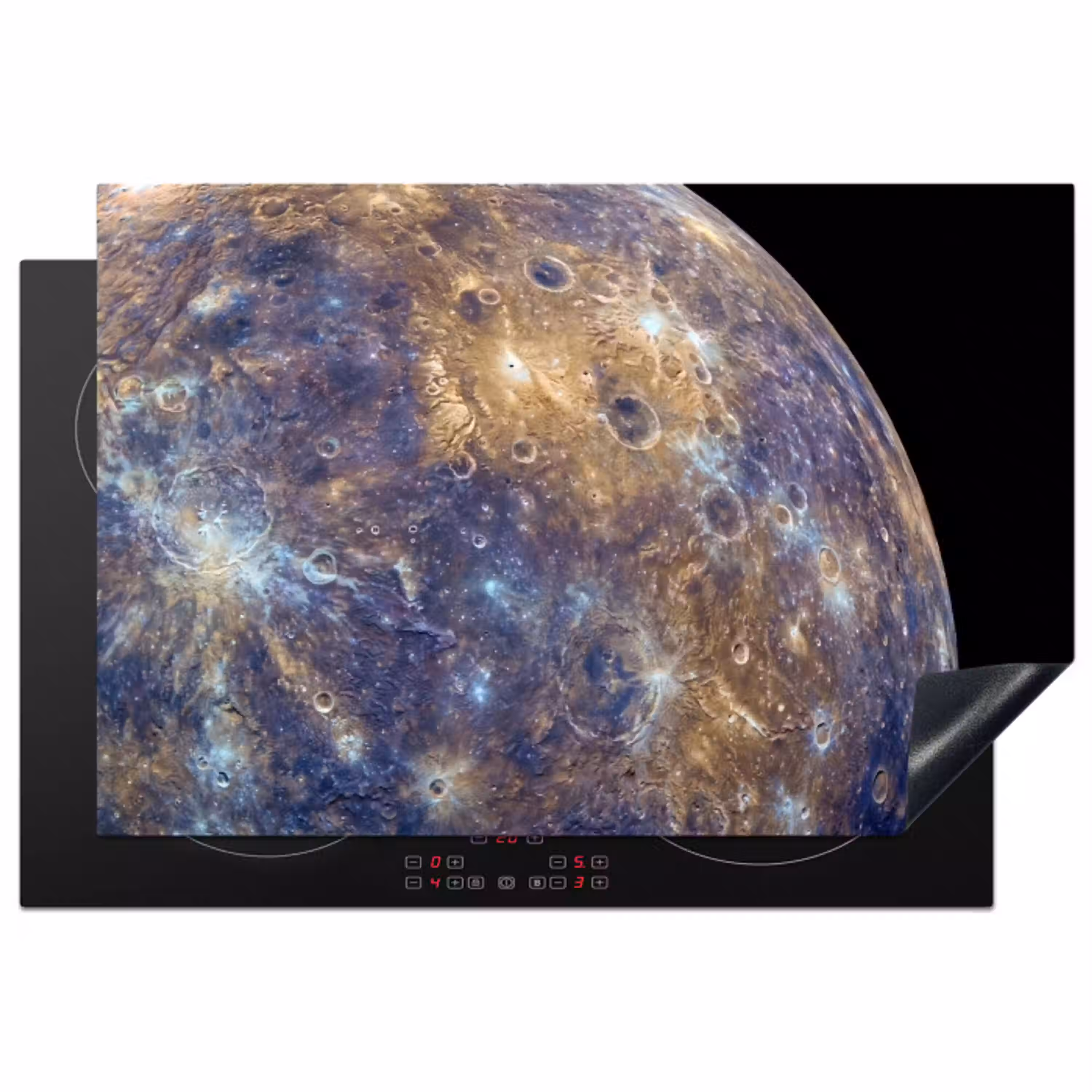 Planeet - Kraters - Ruimte Inductie beschermer vinyl 3mm klein -3d