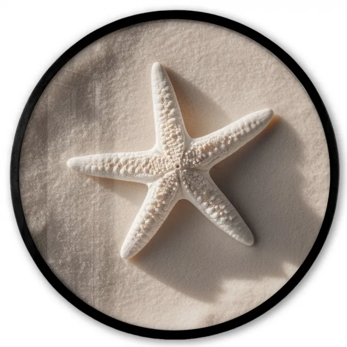 Strand - Zeester - Zand - Beige Fotolijst rond zonder passe partout klein -3d