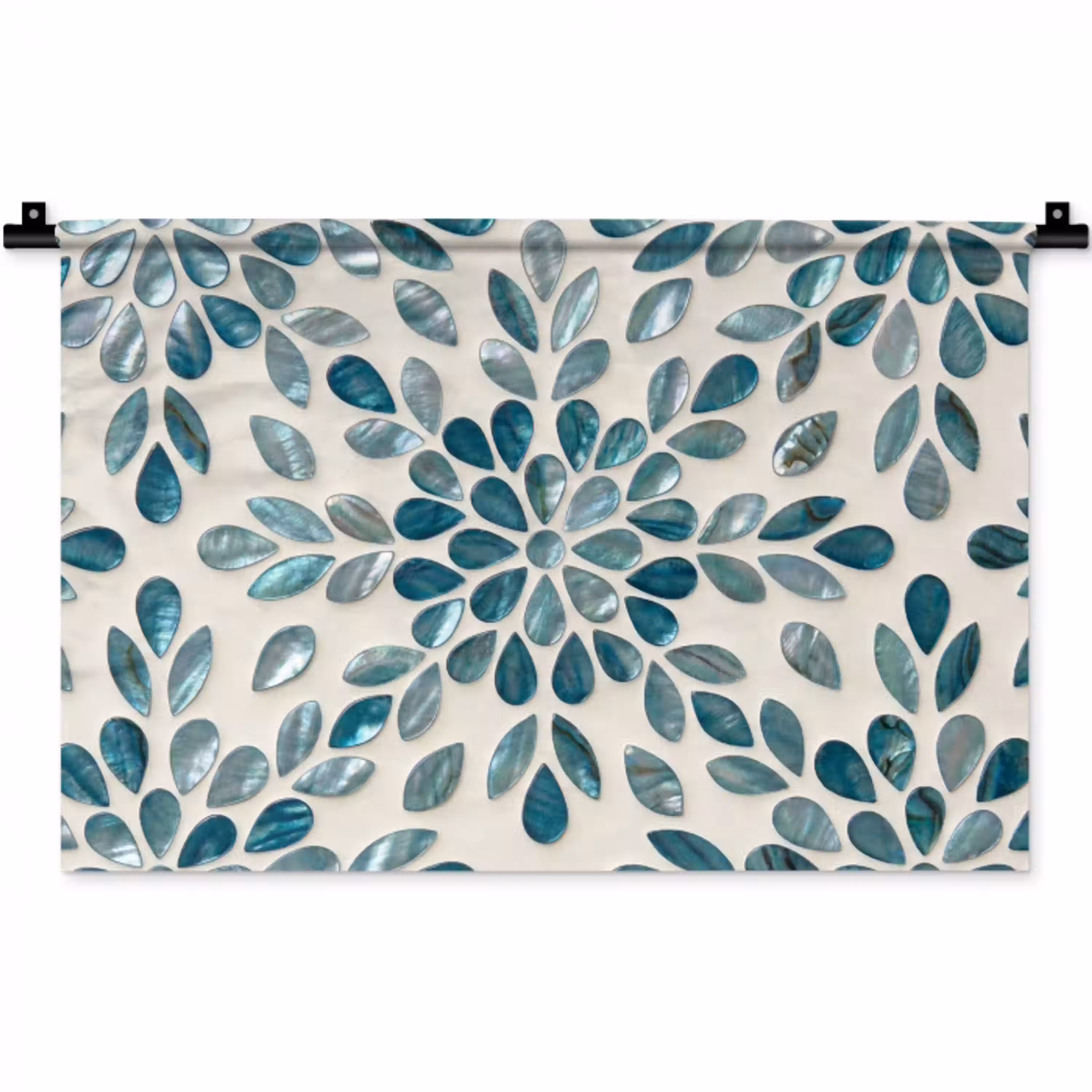 Patroon - Bladeren - Abstract - Modern - Turquoise Wandkleed katoen klein -zz3d