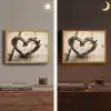 Hart - Hout - Natuur - Takken - Bruin Light Box met batterij (Wandlamp) middel -sfeer3