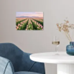 Tulpen - Landschap - Roze poster papier klein -sfeer3