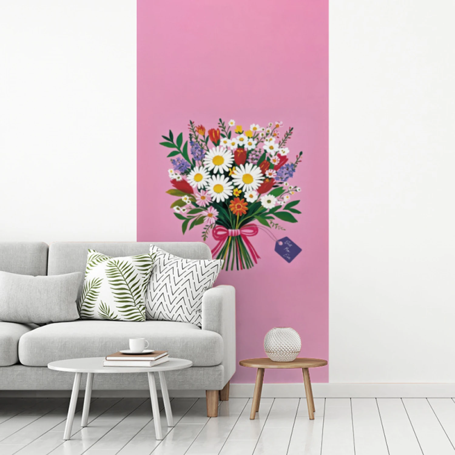 Bloemen - Quote - Kaartje - Kleurrijk fotobehang vinyl groot -woonkamer