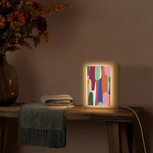 Vormen - Ritmisch - Kleuren - Abstract Light Box met kabel (Tafellamp) klein -sfeer4