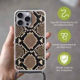 Slangenprint - Python - Bruin Hoesje iPhone 16 Pro Max met koord klein -sfeer2_DE