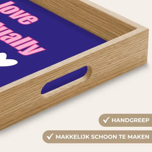 Tekst - Valentijn - Love - Blauw Dienblad Rechthoek middel -USP_HandgreepNL