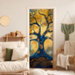 Boom - Levensboom - Blauw - Goud deurposter klein -sfeer2