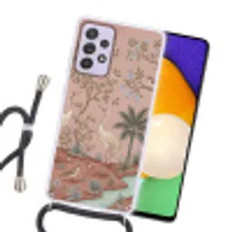 Nostalgisch - Reigers - Roze Hoesje Samsung Galaxy A52 5G met koord klein -sfeer1