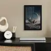 Maan - Kat - Astronaut - Ruimte fotolijst zwart zonder passe partout klein -sfeer1