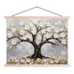 Boom - Bloemen - Natuur - Abstract - Wit textielposter latten blank klein -3d