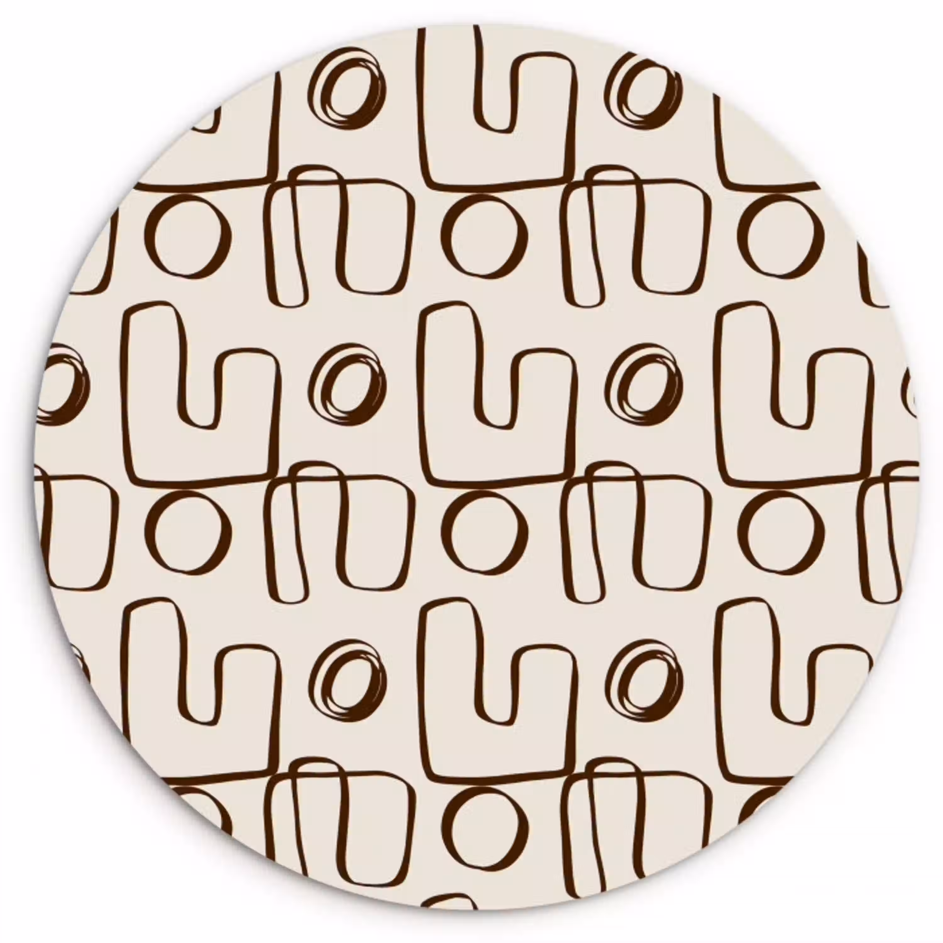 Lijnen - Beige - Patroon - Donkerbruin Wandcirkel plexiglas klein 852 -3d