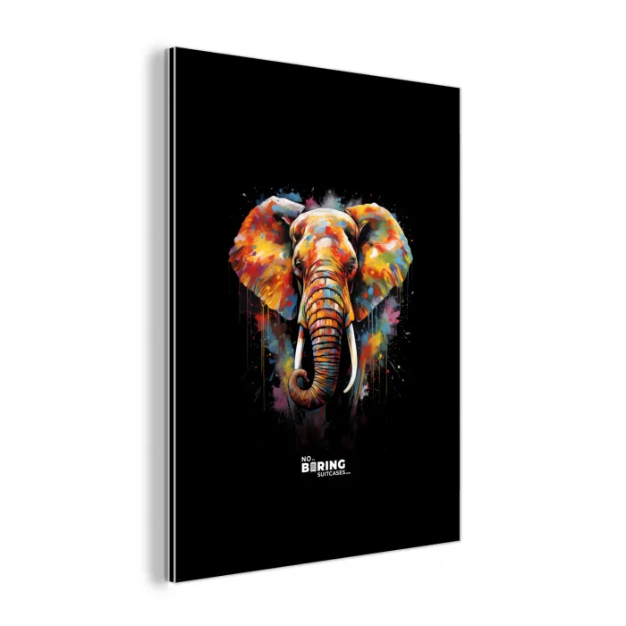 Olifant versierd met kleurrijke spetters aluminium wit klein -3d