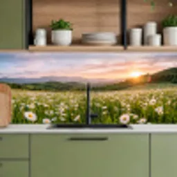 Madelief - Veld - Heuvels - Groen keuken achterwand 2 middel -sfeer3