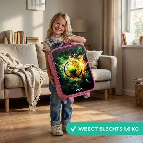 Tennisbal in vlammen bij krachtige smash Kinderkoffer - Roze klein -sfeer2_NL