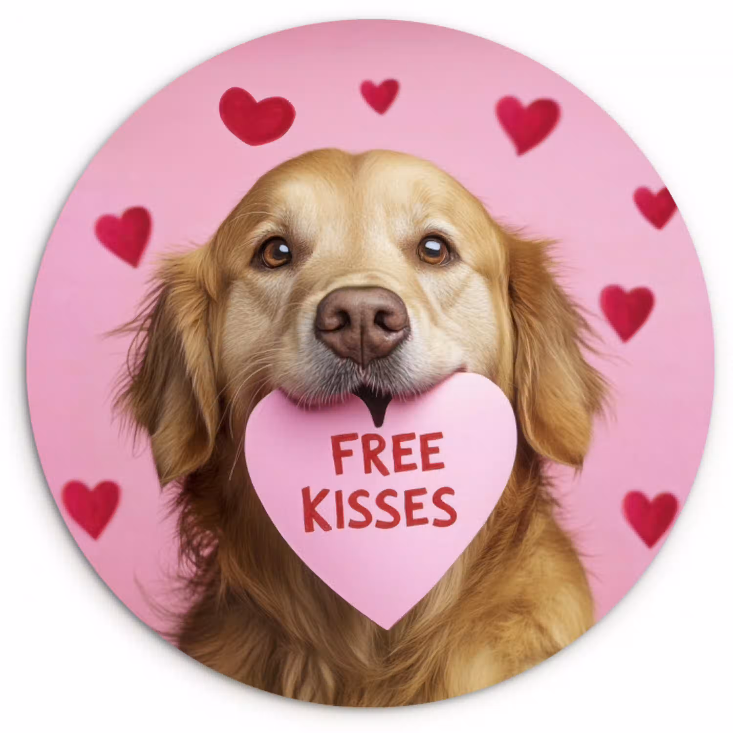 Hond - Kiss- Valentijn - Hartjes Wandcirkel plexiglas klein -3d