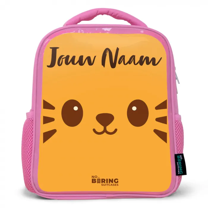 Kawai - Tijger - Oranje Kinderrugzak - Roze middel -3d