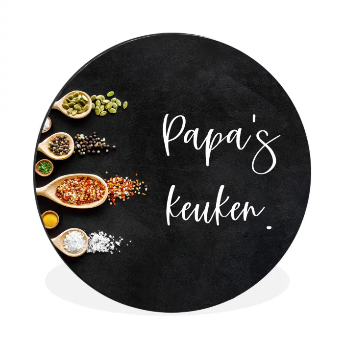 Quotes - Spreuken - Keuken - Papa's keuken - Papa Wandcirkel aluminium klein -3d