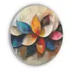 Bloem - Abstract - Kleurrijk - Bladeren Akoestische PET Vilt - Rond klein -3d