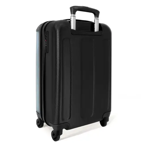Rode auto blauwe achtergrond NBS - Handbagage koffer - Kinderen Unisex middel -achterkant