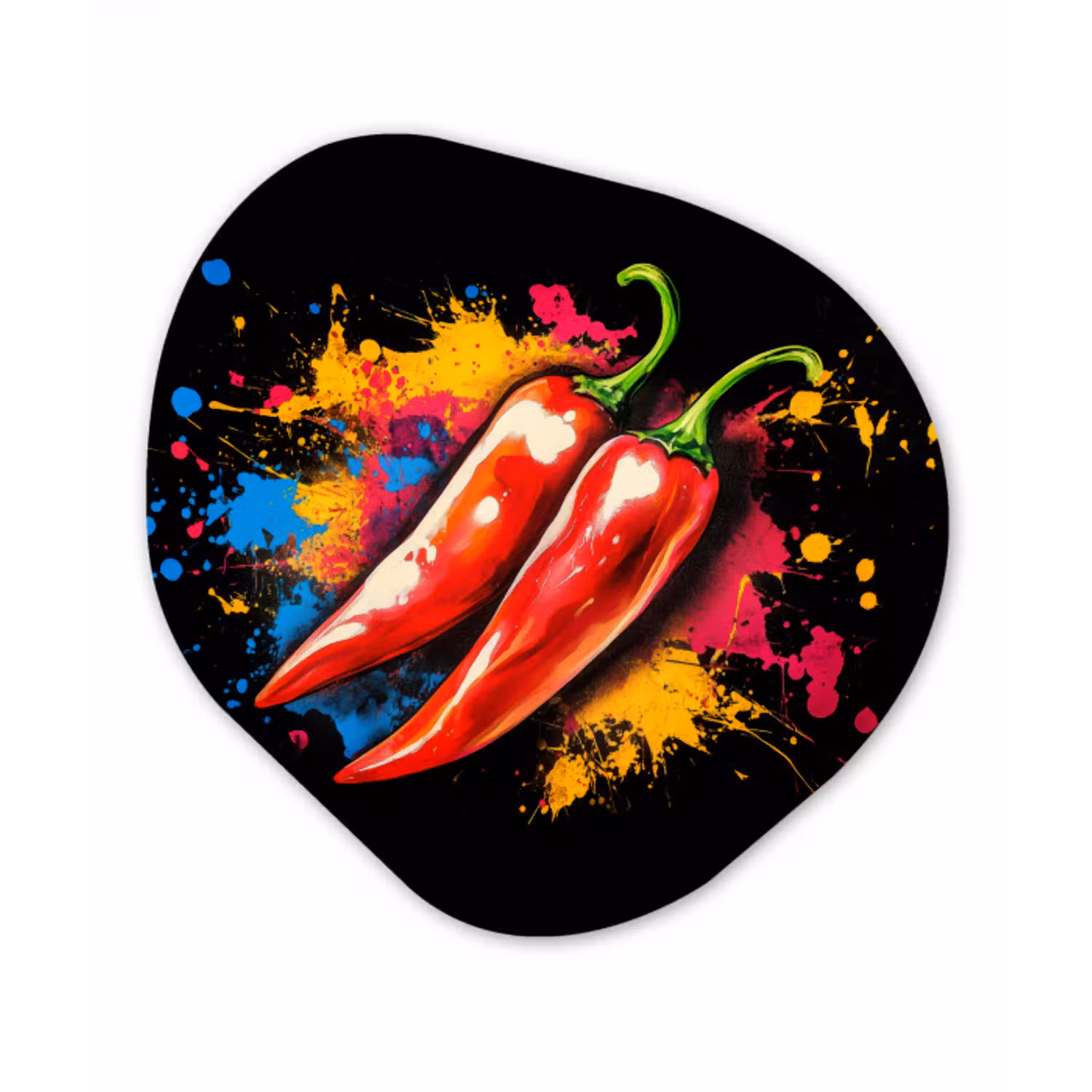 Peper - Graffiti - Verf - Abstract - Modern - Kleurrijk Wandcirkel Organisch Forex 3mm klein -3d