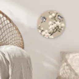 Oosters - Vogels - Beige Wandcirkel kunststof plaat 5mm dik klein -sfeer5