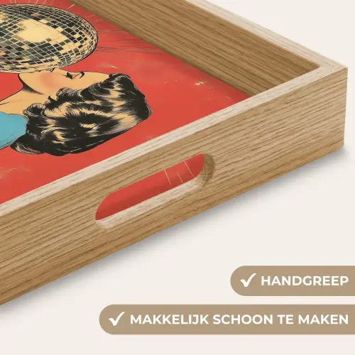 Vrouw - Retro - Discobal - Kus Dienblad Rechthoek middel -USP_HandgreepNL