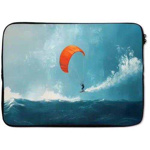 Kitesurfer - Oranje - Zee - Lucht laptophoes neopreen klein -zkaufland3dotto