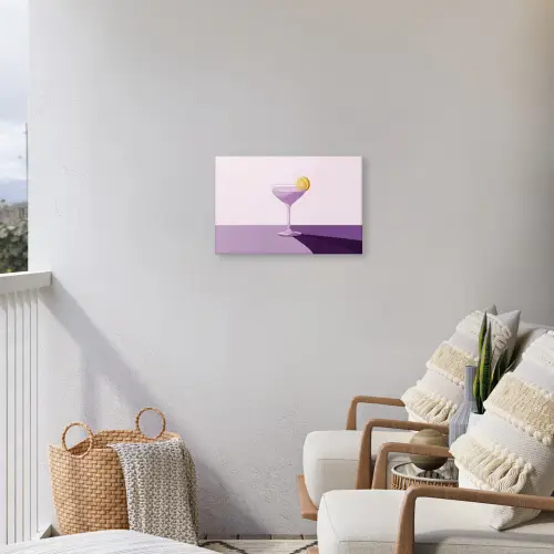 Cocktail - Paars - Minimalistisch - Citroen Tuinposter op houten frame 2 cm dik klein -sfeer1
