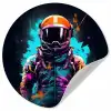 Astronaut - Neon - Gaming - Ruimte Wandcirkel behangsticker klein -3d