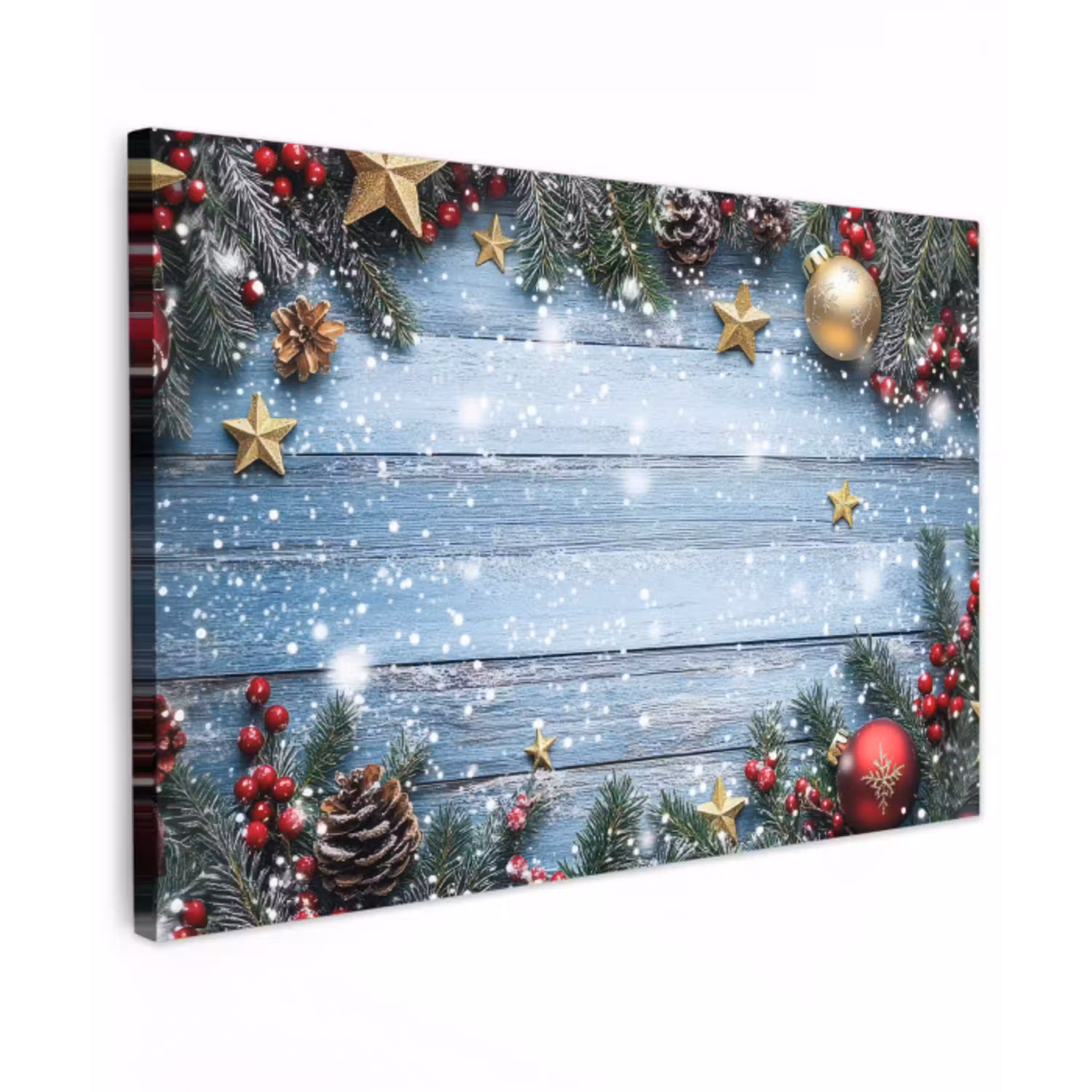 Kerstomlijsting - Sneeuw - Meerkleurig canvas 2cm klein -z3d