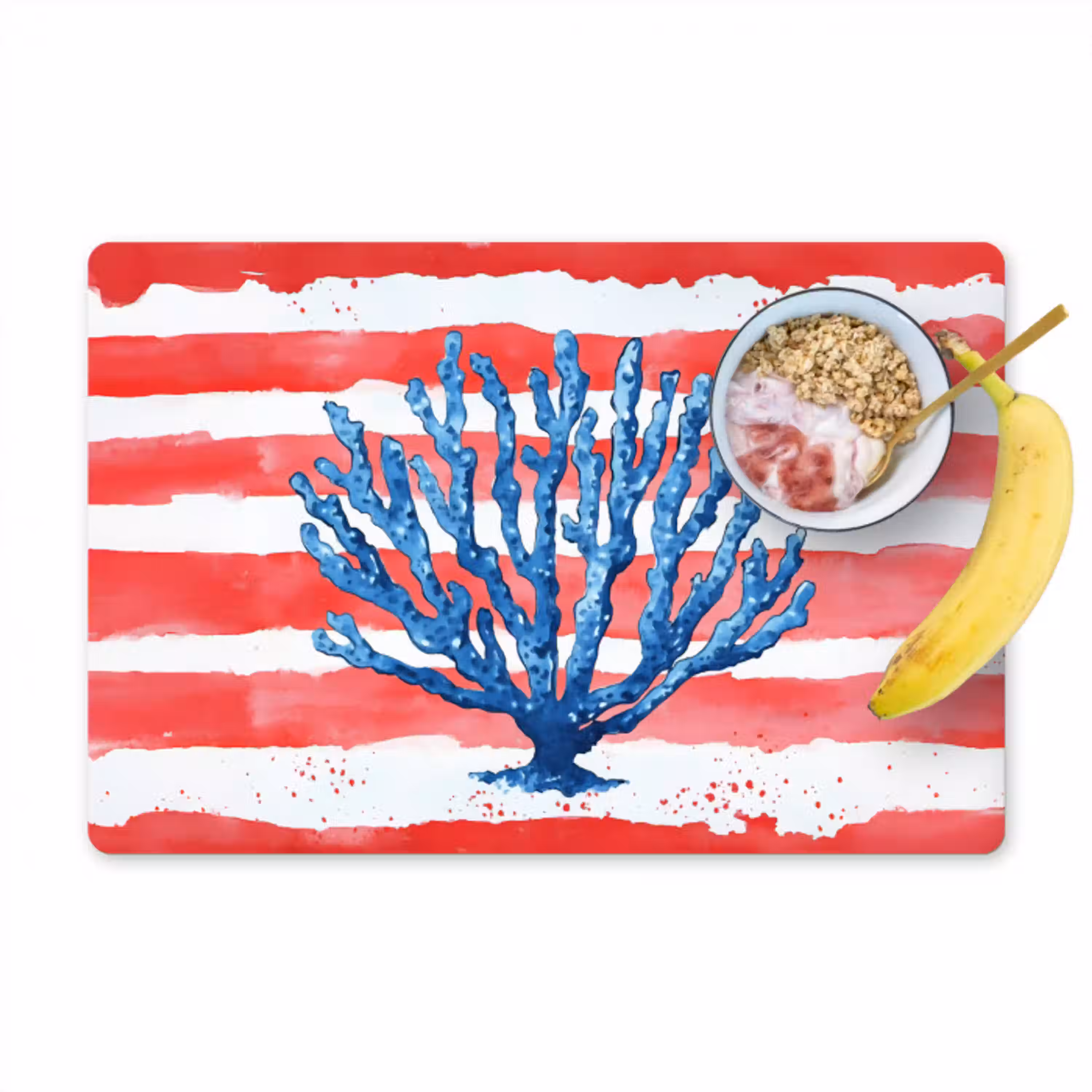 Koraal - Verfstructuur - Rood - Blauw Placemat vinyl groot -zzzproduct_Kitchenyeah-website