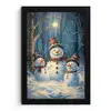 Sneeuwpop - Sneeuw - Winter - Bos fotolijst zwart zonder passe partout klein -3d