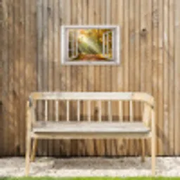 Bos - Bomen - Herfst - Zon - Herfstbladeren - Natuur - Doorkijk Tuinposter op houten frame 2 cm dik klein -sfeer4