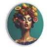 Vrouw - Hoodtooi - Tropisch - Fruit - Druiven Akoestische PET Vilt - Rond klein -3d