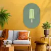 Groen - Waterijsje - Stokje - Illustratie Wandcirkel Ovaal Glas middel -sfeer4