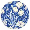 Bloemen - Delfts Blauw - Patroon - Tulp Wandcirkel kunststof plaat 5mm dik klein -3d
