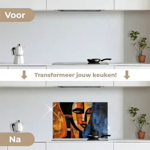 Abstract - Portret - Kleurvakken keuken achterwand spatscherm klein -voor_na_NL