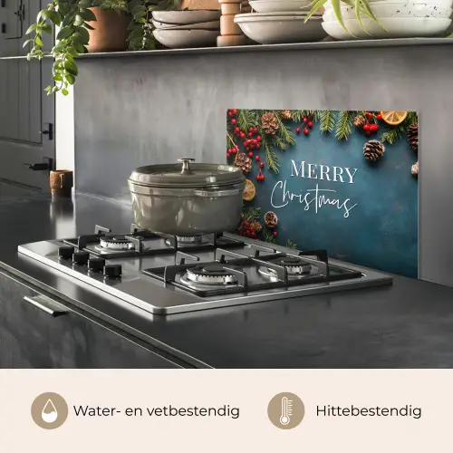 Merry Christmas - Blauw - Kerst - Winter keuken achterwand spatscherm klein -usp_NL