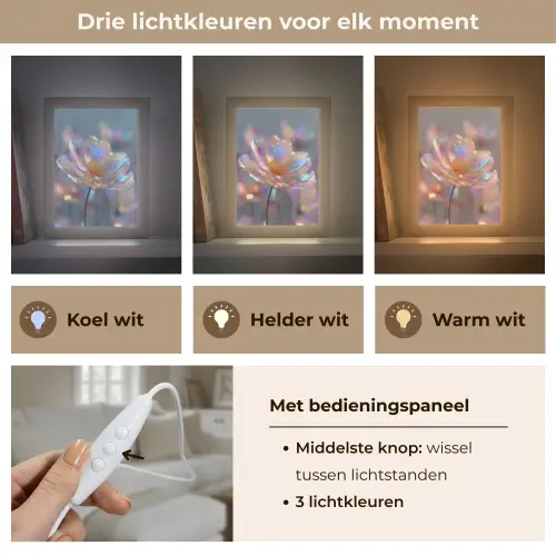 Bloem - Transparant - Pastelkleuren - Druppels Light Box met kabel (Tafellamp) klein -USP_lichtkleurNL
